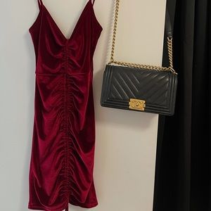 Red dress in velvet